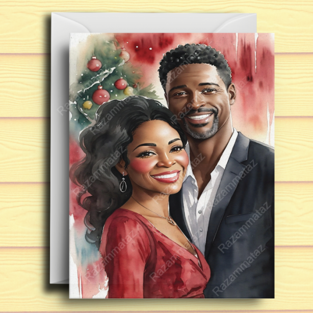 Black Couple N Christmas Card